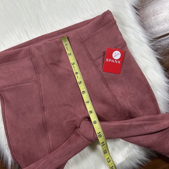Spanx Size Small Petite Rich Rose Faux Suede Leggings Pants - Picture 5 of 10
